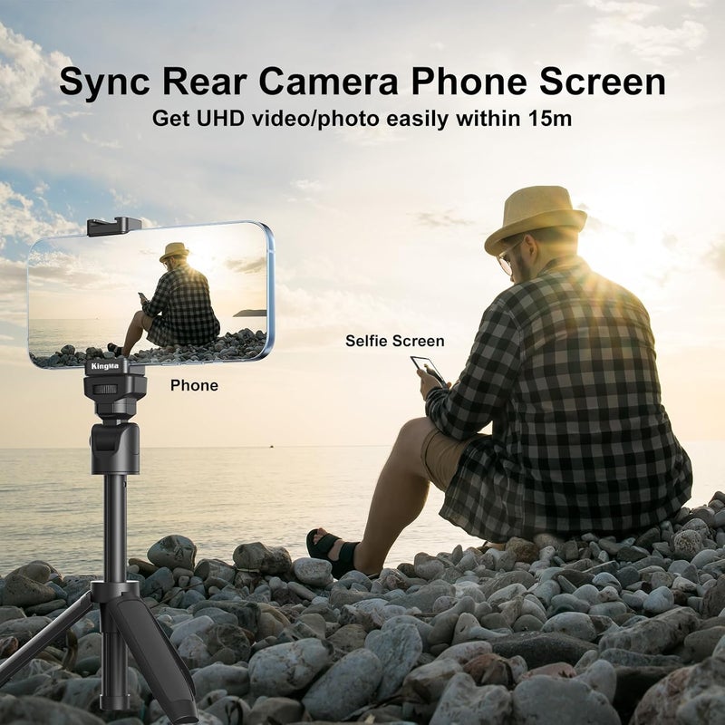 KingMa Phone Vlog Selfie Monitor Screen for Samsung/iPhone- Sync Back Camera to Selfie Screen with Magnetic Phone Clip & Bluetooth Remote for Vlog Live Streaming TikTok (Samsung) - Image 4
